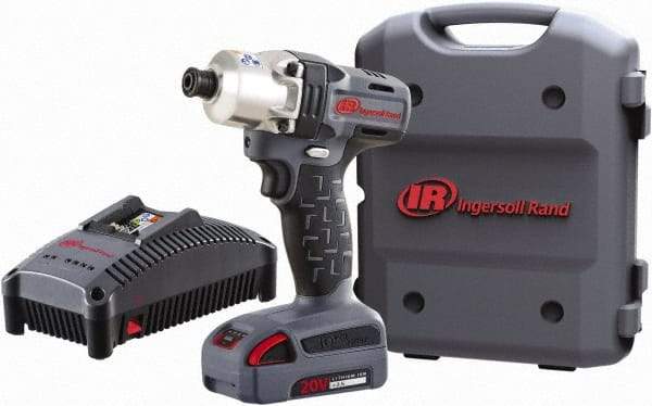 Ingersoll-Rand - 1/4" Drive 20 Volt Pistol Grip Cordless Impact Wrench & Ratchet - 1,900 RPM, 2,800 BPM, 160 Ft/Lb Torque, 1 Lithium-Ion Battery Included - Americas Industrial Supply