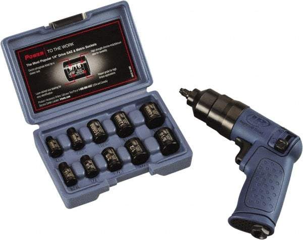 Ingersoll-Rand - 1/4" Drive, 14,500 RPM, 55 Ft/Lb Torque Impact Wrench Set - Pistol Grip Handle, 3,650 IPM, 13 CFM, 90 psi, 1/4" NPTF Inlet - Americas Industrial Supply