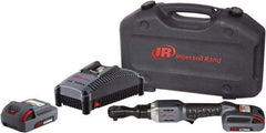 Ingersoll-Rand - 1/2" Drive 20 Volt Angled Cordless Impact Wrench & Ratchet - 225 RPM, 54 Ft/Lb Torque, 2 Lithium-Ion Batteries Included - Americas Industrial Supply