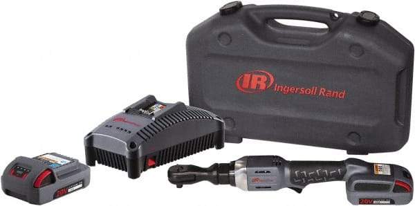 Ingersoll-Rand - 3/8" Drive 20 Volt Angled Cordless Impact Wrench & Ratchet - 225 RPM, 54 Ft/Lb Torque, 2 Lithium-Ion Batteries Included - Americas Industrial Supply