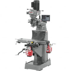 Jet - 7-7/8" Table Width x 35-3/4" Table Length, Variable Speed Pulley Control, 1 Phase Knee Milling Machine - R8 Spindle Taper, 1-1/2 hp - Americas Industrial Supply