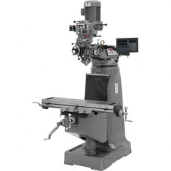 Jet - 9" Table Width x 42" Table Length, Variable Speed Pulley Control, 1 Phase Knee Milling Machine - R8 Spindle Taper, 2 hp - Americas Industrial Supply