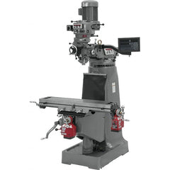 Jet - 9" Table Width x 42" Table Length, Variable Speed Pulley Control, 1 Phase Knee Milling Machine - R8 Spindle Taper, 2 hp - Americas Industrial Supply