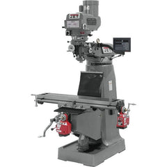 Jet - 9" Table Width x 49" Table Length, Variable Speed Pulley Control, 3 Phase Knee Milling Machine - R8 Spindle Taper, 3 hp - Americas Industrial Supply