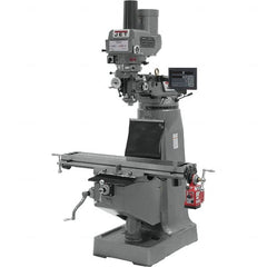 Jet - 9" Table Width x 49" Table Length, Variable Speed Pulley Control, 3 Phase Knee Milling Machine - R8 Spindle Taper, 3 hp - Americas Industrial Supply