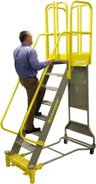 Cotterman - 158" 9 Step Super Duty Ladder - Rolling Safety Ladder, 1,000 Lb Capacity, 44" Base Width x 53" Base Depth, Grip Strut - Americas Industrial Supply