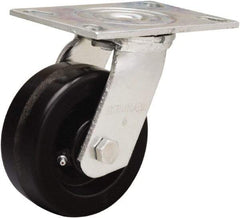 Hamilton - 5" Diam x 2" Wide x 6-1/2" OAH Top Plate Mount Swivel Caster - Phenolic, 900 Lb Capacity, Straight Roller Bearing, 4-1/2 x 6-1/4" Plate - Americas Industrial Supply