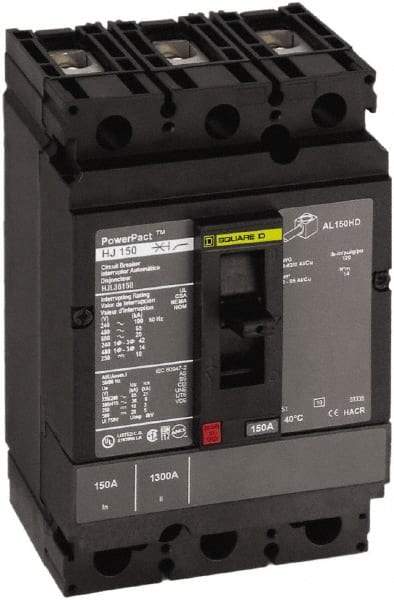 Square D - 40 Amp, 250 VDC, 600 VAC, 3 Pole, Panel Mount Molded Case Circuit Breaker - Thermal Magnetic Trip, 14-3/0 AWG, 87.4mm Deep x 162.6mm High x 104.7mm Wide - Americas Industrial Supply