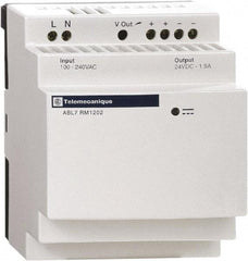 Schneider Electric - 60 Watt, 2.50 Amp, 200 to 240 VAC Input, 24 VDC Output, DIN Rail, Panel Power Supply - Screw Connection, 60mm Wide x 59mm Deep x 100mm High, 84-100% Efficiency, Green LED Output - Americas Industrial Supply