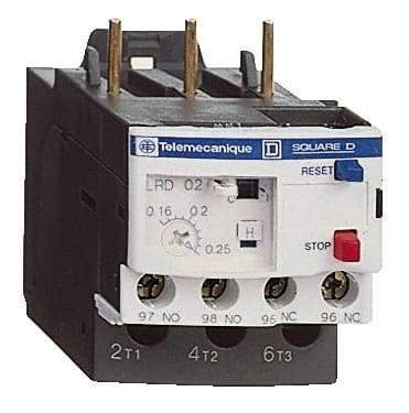 Schneider Electric - 0.1 to 0.16 Amp, 690 VAC, Thermal IEC Overload Relay - Trip Class 10A, For Use with LC1D09 and LC1D38 - Americas Industrial Supply