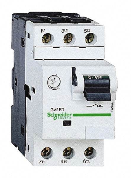 Schneider Electric - 8 Amp, 600 VAC, 3 Pole, DIN Rail Mounted, Panel Mount Motor Circuit Breaker - Thermal Magnetic Trip, Multiple Breaking Capacity Ratings, 78-1/2mm Deep x 89mm High x 45mm Wide - Americas Industrial Supply