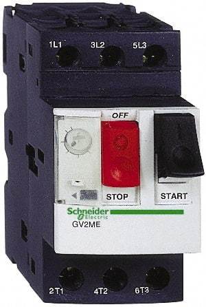 Schneider Electric - 14 Amp, 690 VAC at 50/60 Hz, 3 Pole, Bolt On, Clip Motor Circuit Breaker - Thermal Magnetic Trip, Multiple Breaking Capacity Ratings, 78mm Deep x 89mm High x 45mm Wide - Americas Industrial Supply