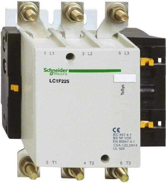 Schneider Electric - 3 Pole, 110 Coil VAC, 225 Amp at 440 VAC, Nonreversible IEC Contactor - Bureau Veritas, CCC, CSA, DNV, EN/IEC 60947-1, EN/IEC 60947-4-1, GL, JEM 1038, LROS, RINA, RMRoS, RoHS Compliant, UL Listed - Americas Industrial Supply