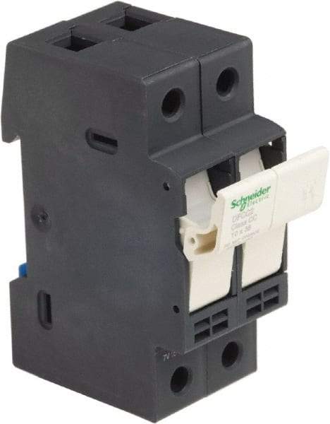 Schneider Electric - 2 Pole, 600 Volt, 30 Amp, DIN Rail Mount Fuse Holder - Compatible with CC Class, 35mm Wide Fuse - Americas Industrial Supply