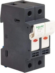 Schneider Electric - 2 Pole, 600 Volt, 32 Amp, DIN Rail Mount Fuse Holder - Compatible with AM,GG Class, 38mm Long x 35mm Wide and 10mm Diameter Fuse - Americas Industrial Supply