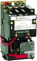 Square D - 110 Coil VAC at 50 Hz, 120 Coil VAC at 60 Hz, 9 Amp, Nonreversible Open Enclosure NEMA Motor Starter - 3 Phase hp: 1-1/2 at 200 VAC, 1-1/2 at 230 VAC, 2 at 460 VAC, 2 at 575 VAC - Americas Industrial Supply