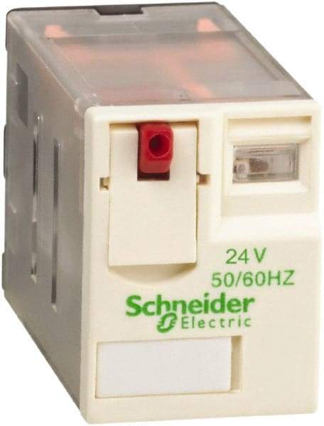 Schneider Electric - 2,500 VA Power Rating, Electromechanical Plug-in General Purpose Relay - 10 Amp at 250/277 VAC & 28/30 VDC, 5 at 250 VAC & 28 VDC, 3CO, 24 VAC at 50/60 Hz - Americas Industrial Supply