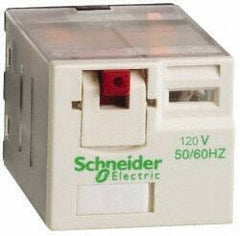 Schneider Electric - 3,750 VA Power Rating, Electromechanical Plug-in General Purpose Relay - 15 Amp at 250 VAC & 28 VDC, 4CO, 120 VAC - Americas Industrial Supply