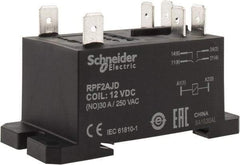 Schneider Electric - 7,500 VA Power Rating, Electromechanical Plug-in General Purpose Relay - 20 Amp at 28 VDC, 25 at 28 VDC, 30 at 250/277 VAC, 2NO, 12 VDC - Americas Industrial Supply