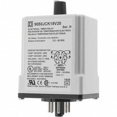 Square D - 0.66 min Delay, DPDT Time Delay Relay - 10 Contact Amp, 110 VDC & 120 VAC - Americas Industrial Supply