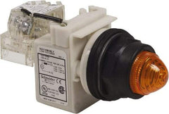 Schneider Electric - 120 V Amber Lens LED Pilot Light - Round Lens, Screw Clamp Connector, 54mm OAL x 42mm Wide, Vibration Resistant - Americas Industrial Supply