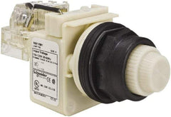 Schneider Electric - 110 VAC at 50/60 Hz via Transformer, 120 VAC at 50/60 Hz via Transformer White Lens Press-to-Test Indicating Light - Round Lens, Screw Clamp Connector, Corrosion Resistant, Dust Resistant, Oil Resistant - Americas Industrial Supply