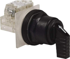 Schneider Electric - 1.18 Inch Mount Hole, 3 Position, Knob and Pushbutton Operated, Selector Switch - Black, Momentary (MO), Anticorrosive, Weatherproof, Dust and Oil Resistant - Americas Industrial Supply