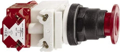 Schneider Electric - 30mm Mount Hole, Extended Straight, Pushbutton Switch with Contact Block - Red Pushbutton, Maintained (MA), Momentary (MO) - Americas Industrial Supply