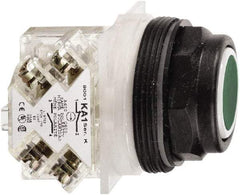 Schneider Electric - 30mm Mount Hole, Flush, Pushbutton Switch with Contact Block - Octagon, Green Pushbutton, Momentary (MO) - Americas Industrial Supply