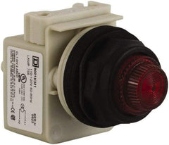 Schneider Electric - 110 VAC at 50/60 Hz via Transformer, 120 VAC at 50/60 Hz via Transformer Red Lens Indicating Light - Round Lens, Screw Clamp Connector, Corrosion Resistant, Dust Resistant, Oil Resistant - Americas Industrial Supply