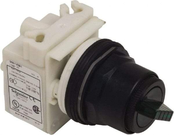 Schneider Electric - 1.18 Inch Mount Hole, 2 Position, Knob and Pushbutton Operated, Selector Switch Only - Green, Maintained (MA), without Contact Blocks, Anticorrosive, Weatherproof, Dust and Oil Resistant - Americas Industrial Supply