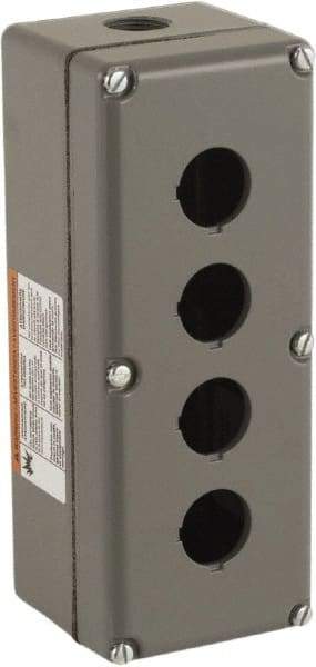 Schneider Electric - 4 Hole, 30mm Hole Diameter, Aluminum Pushbutton Switch Enclosure - 1, 3, 4, 6, 12, 13 NEMA Rated - Americas Industrial Supply