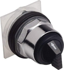 Schneider Electric - 30mm Mount Hole, 3 Position, Knob and Pushbutton Operated, Selector Switch Only - Black, Momentary (MO), without Contact Blocks, Weatherproof and Dust and Oil Resistant - Americas Industrial Supply