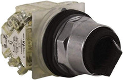 Schneider Electric - 30mm Mount Hole, 2 Position, Knob and Pushbutton Operated, Selector Switch - Black, Maintained (MA), 2NO/2NC, Weatherproof and Dust and Oil Resistant - Americas Industrial Supply