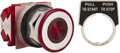Schneider Electric - 30mm Mount Hole, Extended Straight, Pushbutton Switch with Contact Block - Red Pushbutton, Maintained (MA) - Americas Industrial Supply