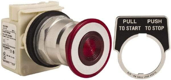 Schneider Electric - 30mm Mount Hole, Extended Straight, Pushbutton Switch Only - Round, Red Pushbutton, Maintained (MA), Momentary (MO), Weatherproof, Dust and Oil Resistant - Americas Industrial Supply