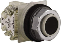 Schneider Electric - 30mm Mount Hole, Extended Straight, Pushbutton Switch with Contact Block - Black Pushbutton, Momentary (MO) - Americas Industrial Supply