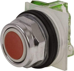 Schneider Electric - 30mm Mount Hole, Extended Straight, Pushbutton Switch with Contact Block - Red Pushbutton, Momentary (MO) - Americas Industrial Supply