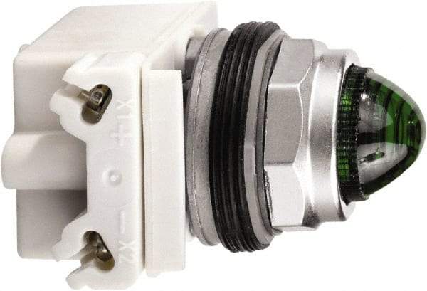 Schneider Electric - 120 V Green Lens LED Pilot Light - Round Lens, Screw Clamp Connector - Americas Industrial Supply