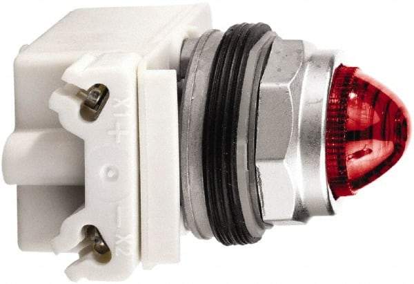 Schneider Electric - 120 V Red Lens LED Pilot Light - Round Lens, Screw Clamp Connector - Americas Industrial Supply
