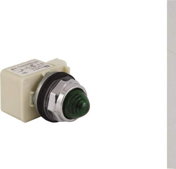 Schneider Electric - 24 V Green Lens LED Pilot Light - Round Lens, Screw Clamp Connector - Americas Industrial Supply