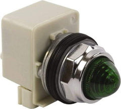 Schneider Electric - 120 V Green Lens Incandescent Pilot Light - Round Lens, Screw Clamp Connector - Americas Industrial Supply