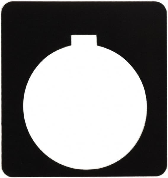 Schneider Electric - Square, Plastic Legend Plate - Blank - Black Background, White Letters, 1.2 Inch Hole Diameter, 1-3/4 Inch Square - Americas Industrial Supply