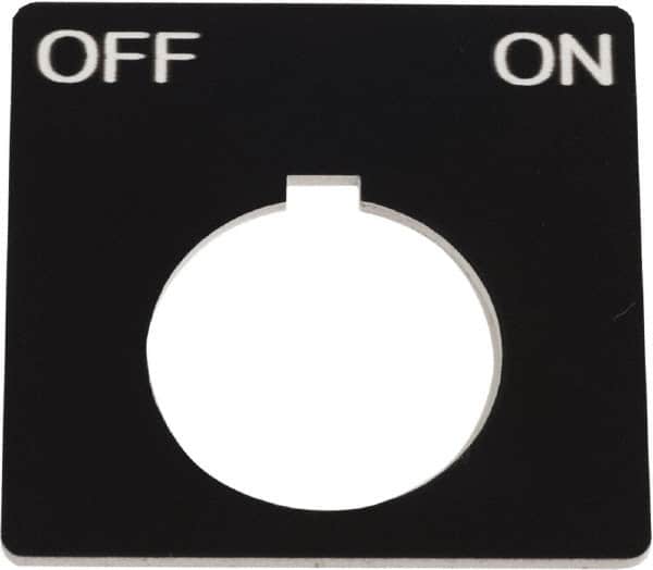 Schneider Electric - Square, Plastic Legend Plate - Off-On - Black Background, White Letters, 1.2 Inch Hole Diameter, 2-1/4 Inch Square - Americas Industrial Supply
