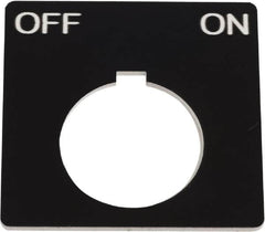 Schneider Electric - Square, Plastic Legend Plate - Off-On - Black Background, White Letters, 1.2 Inch Hole Diameter, 2-1/4 Inch Square - Americas Industrial Supply