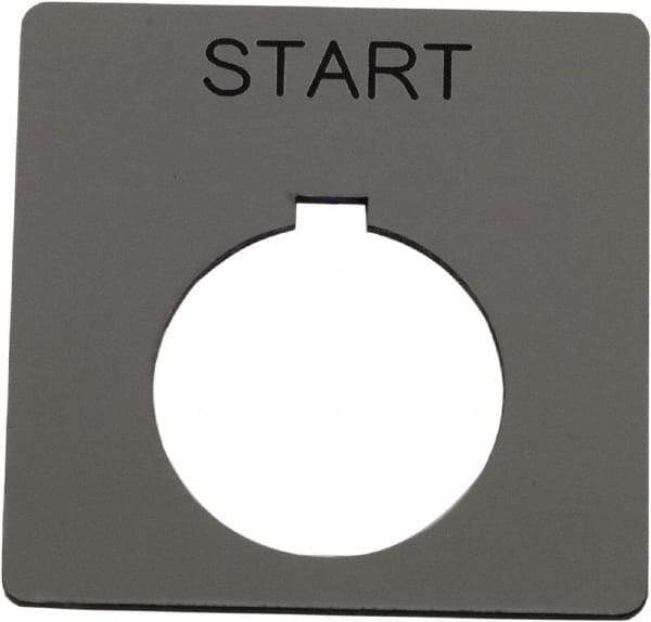 Schneider Electric - Square, Plastic Legend Plate - Start - Silver Background, Black Letters, 1.2 Inch Hole Diameter, 2-1/4 Inch Square - Americas Industrial Supply