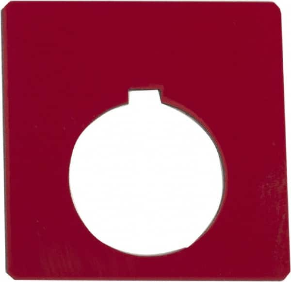 Schneider Electric - Square, Plastic Legend Plate - Blank - Red Background, Black Letters, 1.2 Inch Hole Diameter, 2-1/4 Inch Square - Americas Industrial Supply