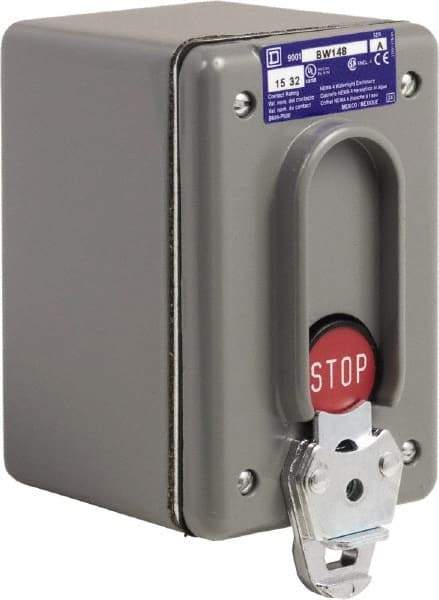 Schneider Electric - 1 Operator, Projecting Pushbutton Control Station - Stop (Legend), Momentary Switch, NC Contact, NEMA 4 - Americas Industrial Supply