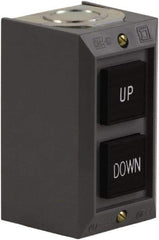 Schneider Electric - 2 Operator, Projecting Pushbutton Control Station - Down, Up (Legend), Momentary Switch, 2NO Contact, NEMA 1 - Americas Industrial Supply