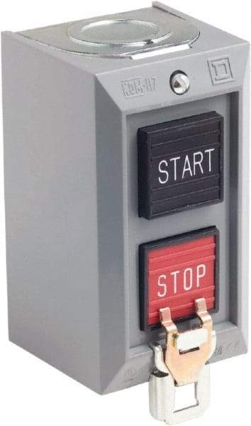 Schneider Electric - 2 Operator, Projecting Pushbutton Control Station - Start, Stop (Legend), Momentary Switch, NO/NC Contact, NEMA 1 - Americas Industrial Supply